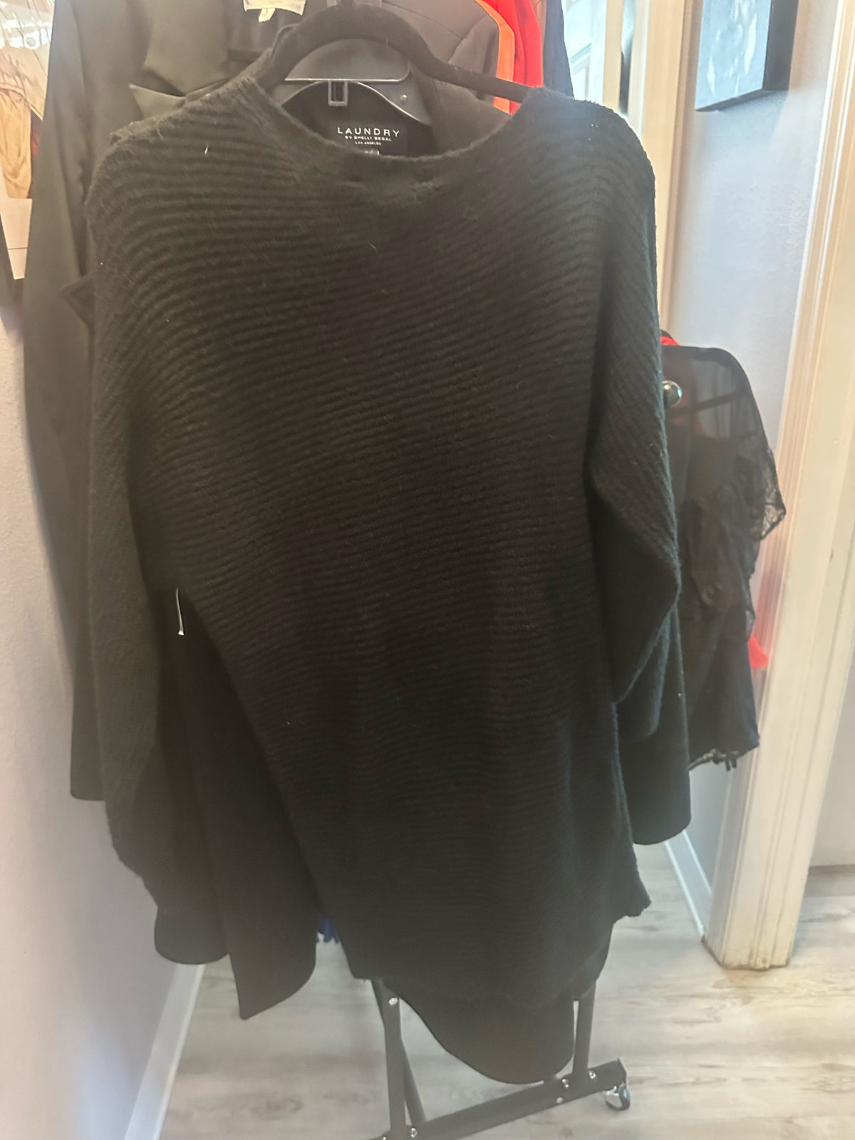 Black Ribbed Knit Sweater