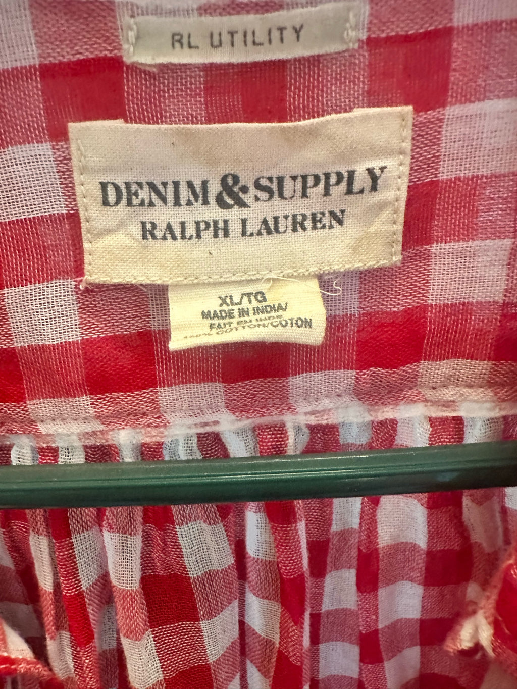 Red and White Gingham Button-Down Shirt