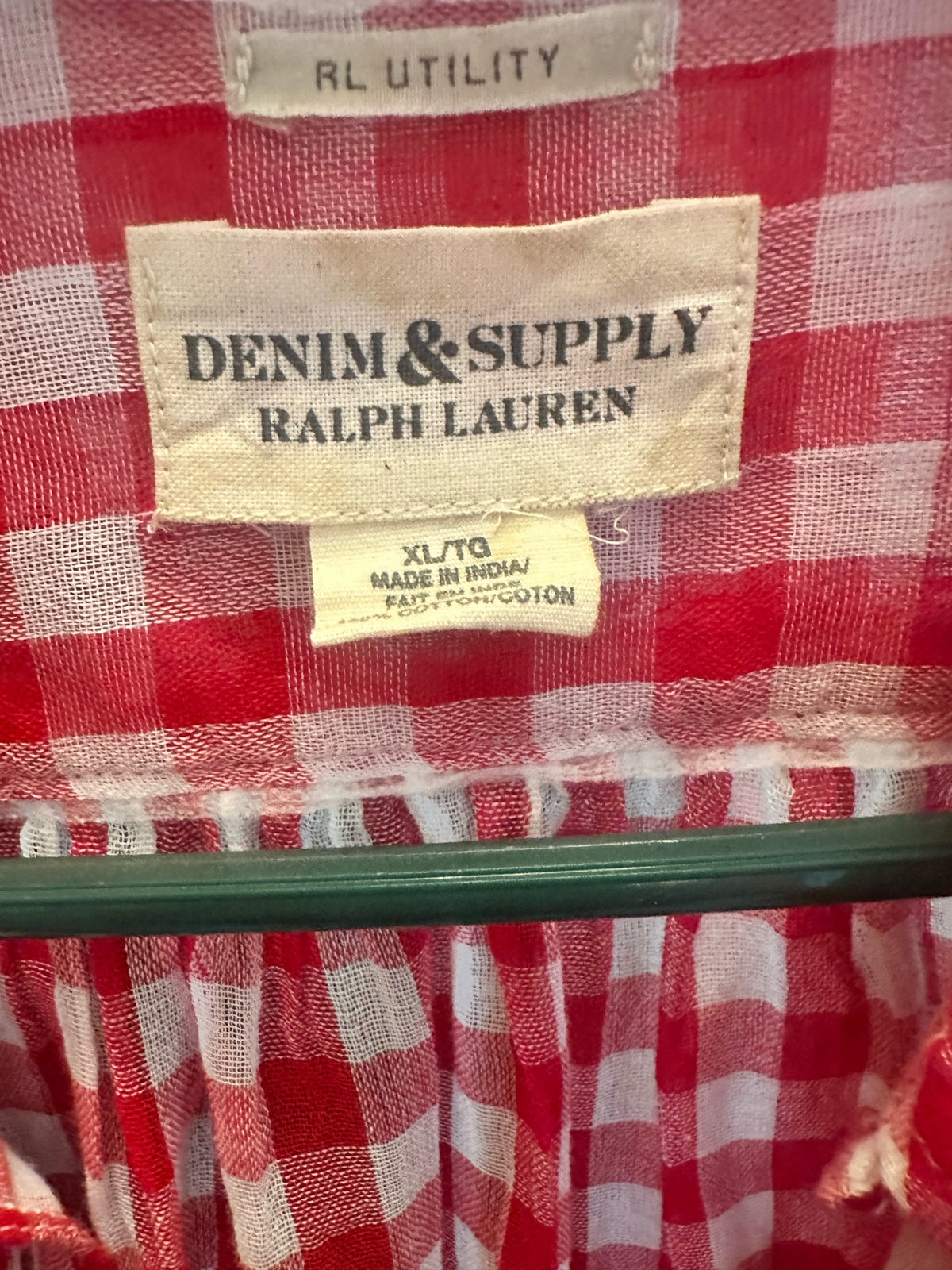 Red and White Gingham Button-Down Shirt