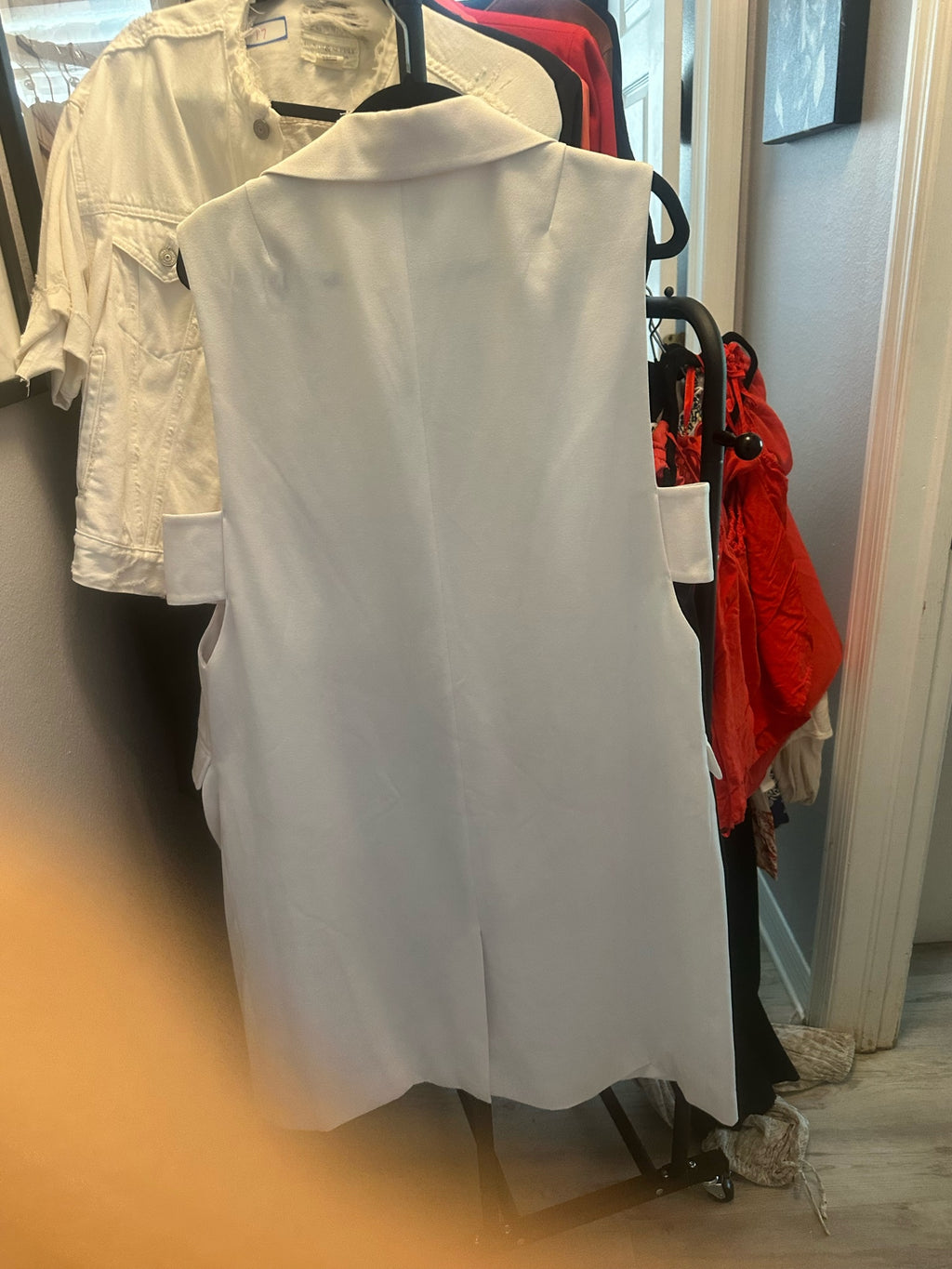 White Longline Sleeveless Vest