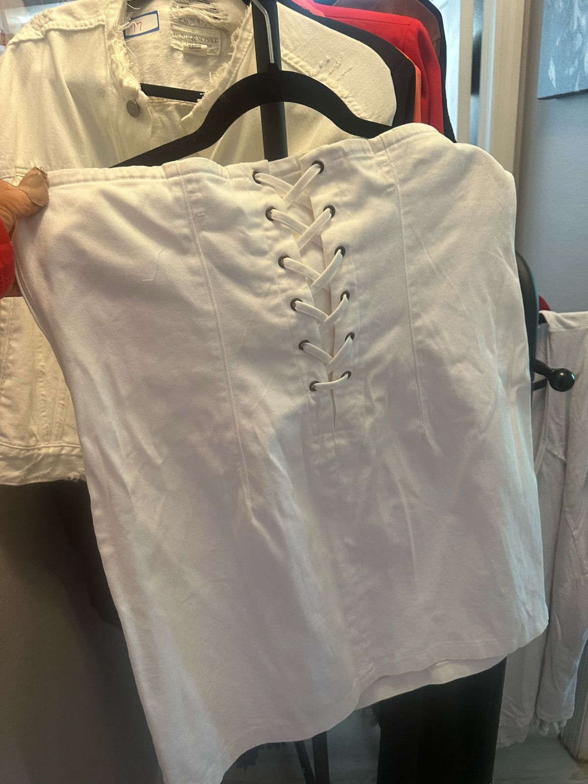 White Lace-Up Mini Skirt