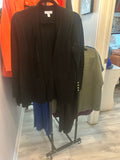 Black Open-Front Blazer with Gold Cuff Buttons