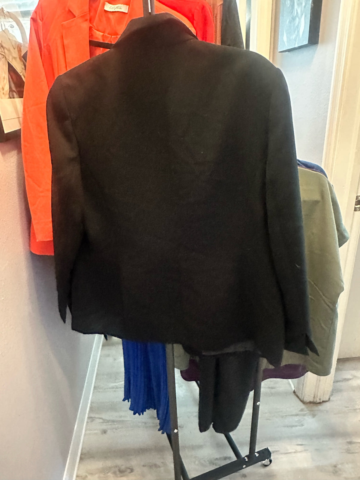Blue Plaid Ruched Sleeve Blazer