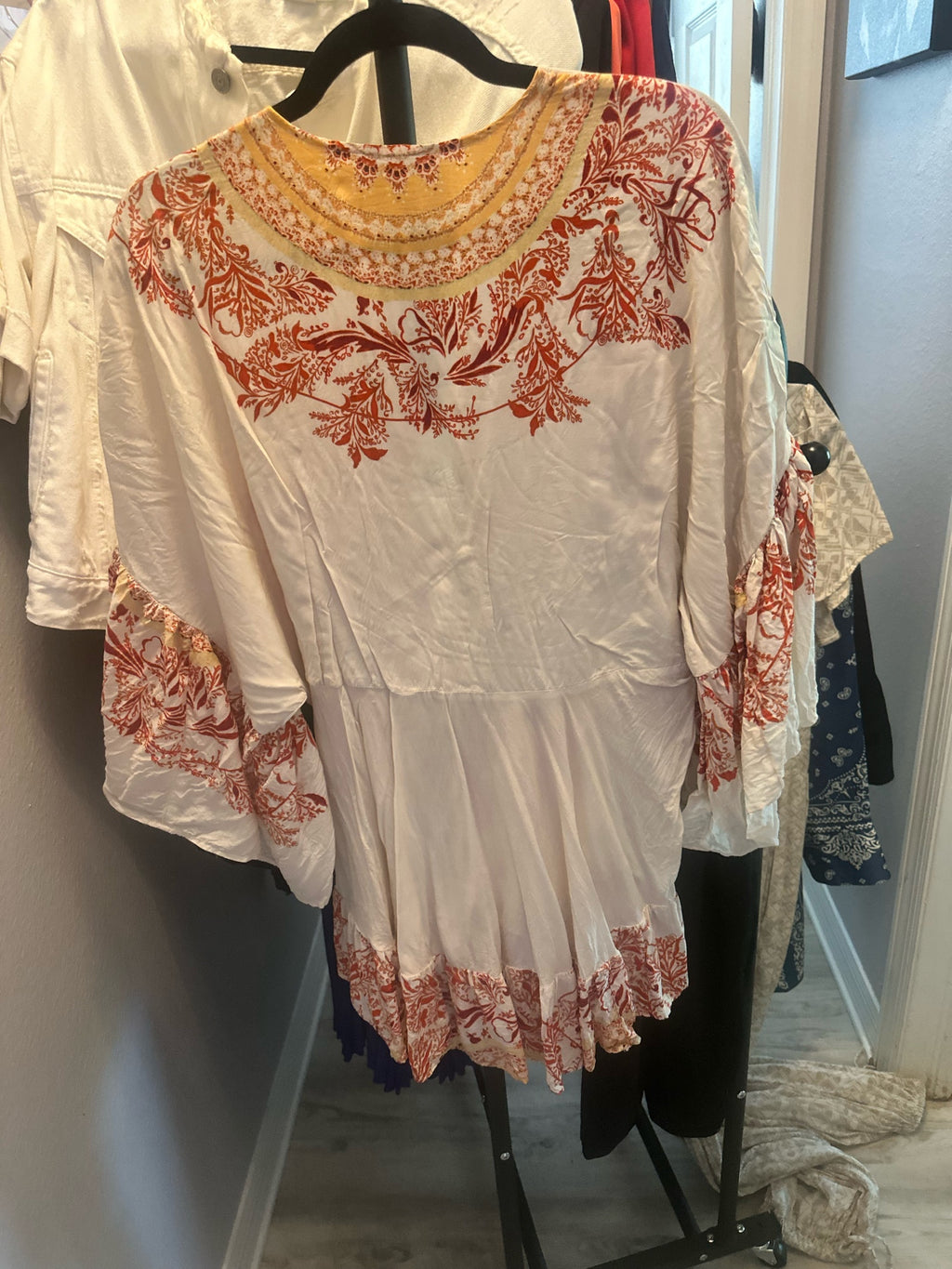 Free People White Boho Floral Tunic Top