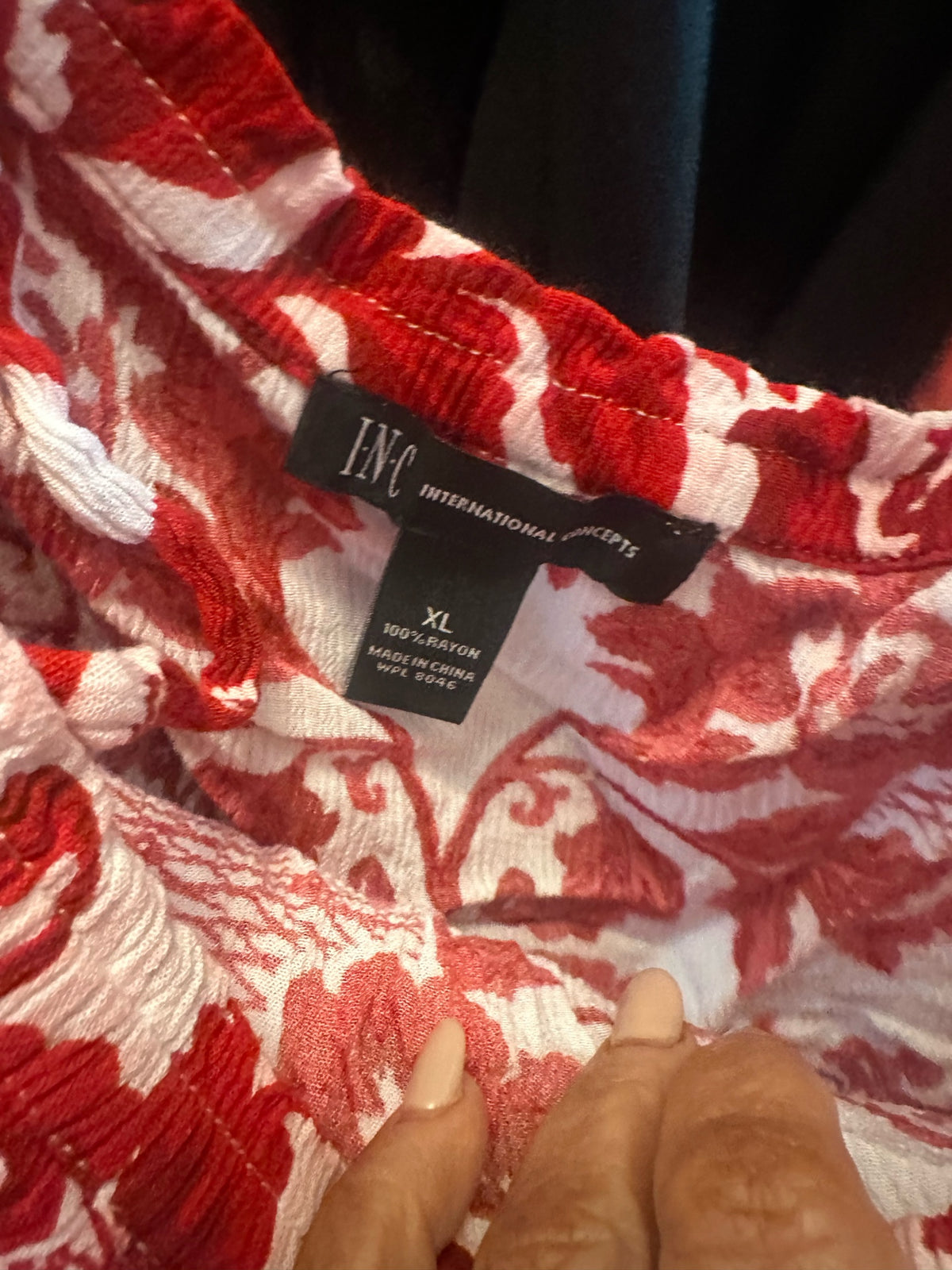 Red and White Floral Off-The-Shoulder Blouse