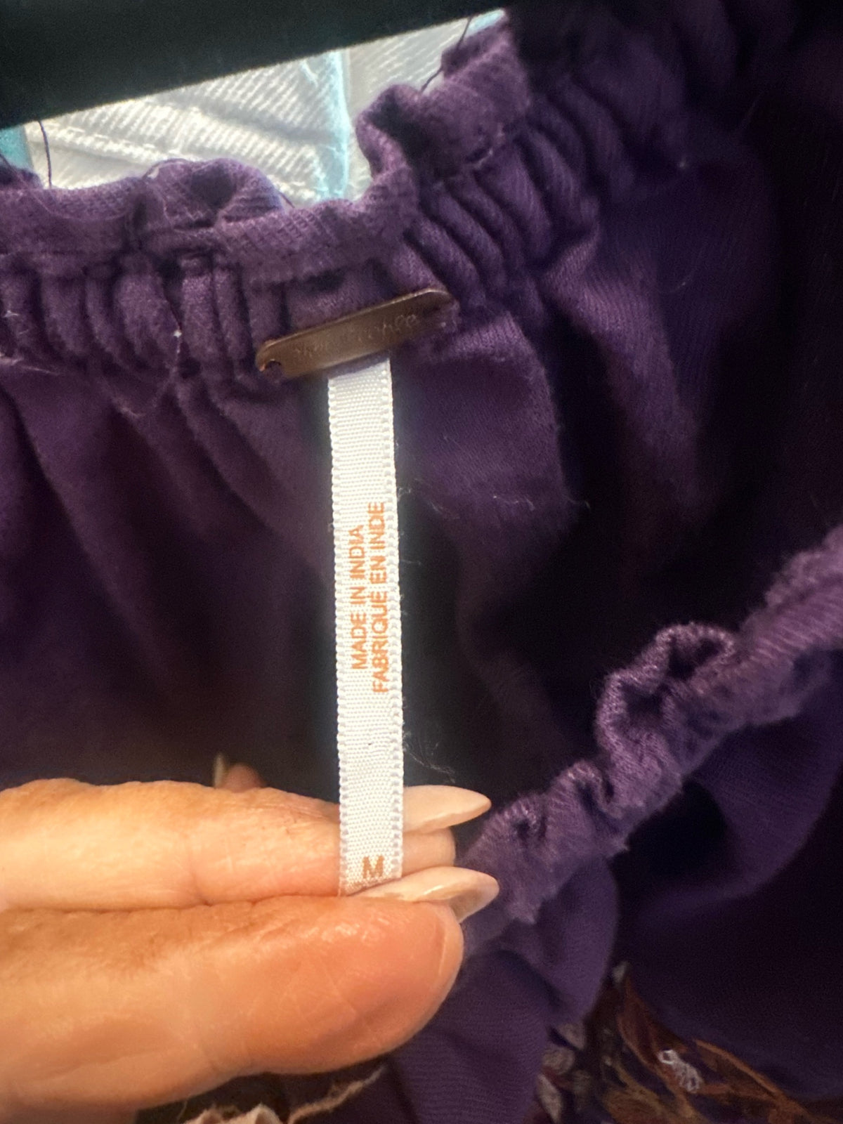 Free People Purple Embroidered Off-the-Shoulder Tunic