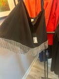 Black Rhinestone Fringe Mini Skirt