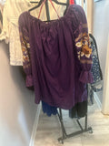 Free People Purple Embroidered Off-the-Shoulder Tunic