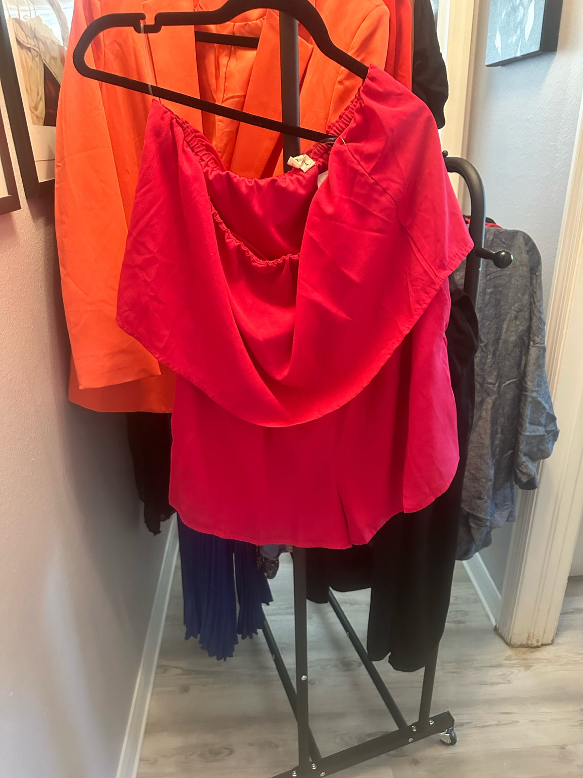 Bright Pink Off-The-Shoulder Ruffle Top