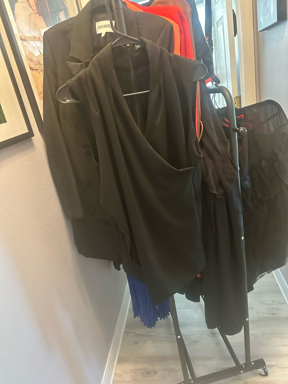 Black Sleeveless Draped Wrap Top