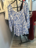 Blue and White Floral Mini Dress