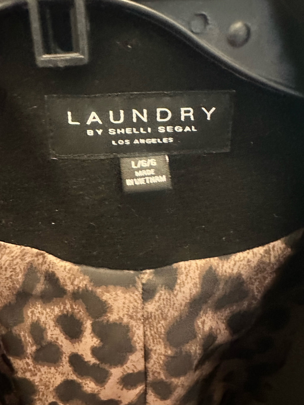 Black Coat with Leopard Print Lining
