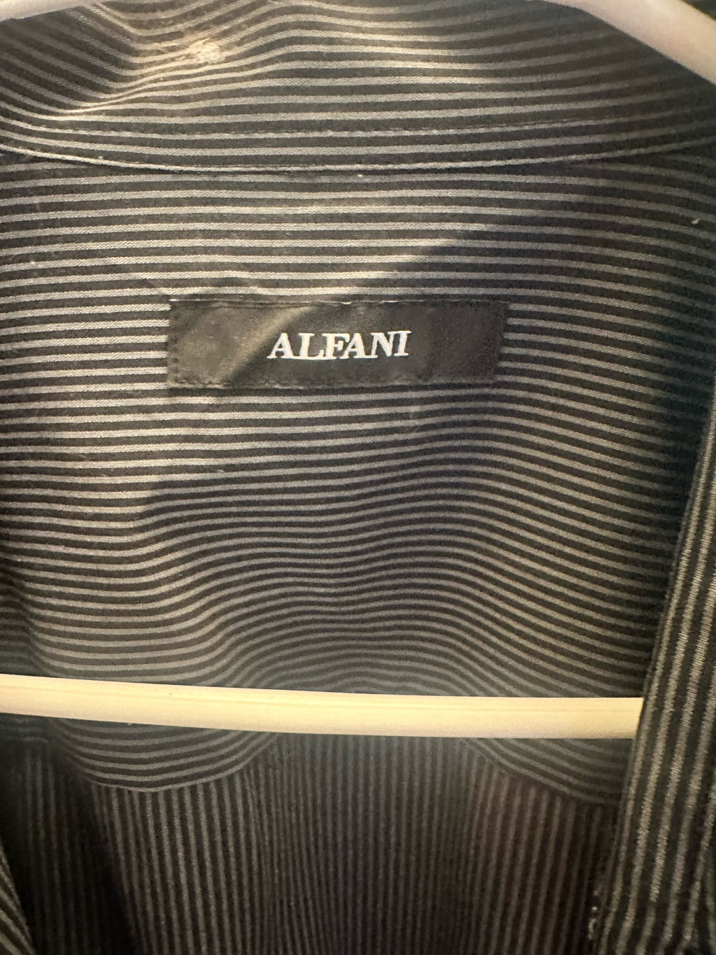 Dark Grey Pinstripe Long-Sleeve Button-Down Shirt