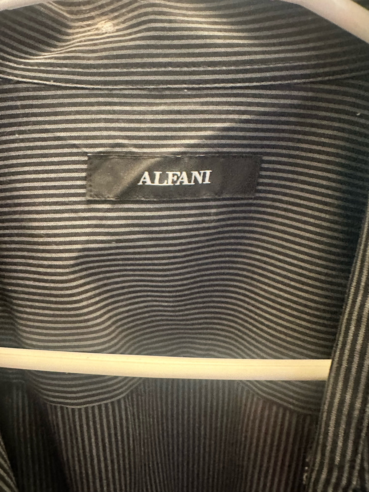 Dark Grey Pinstripe Long-Sleeve Button-Down Shirt