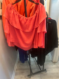 Coral Ruffled Off-The-Shoulder Top